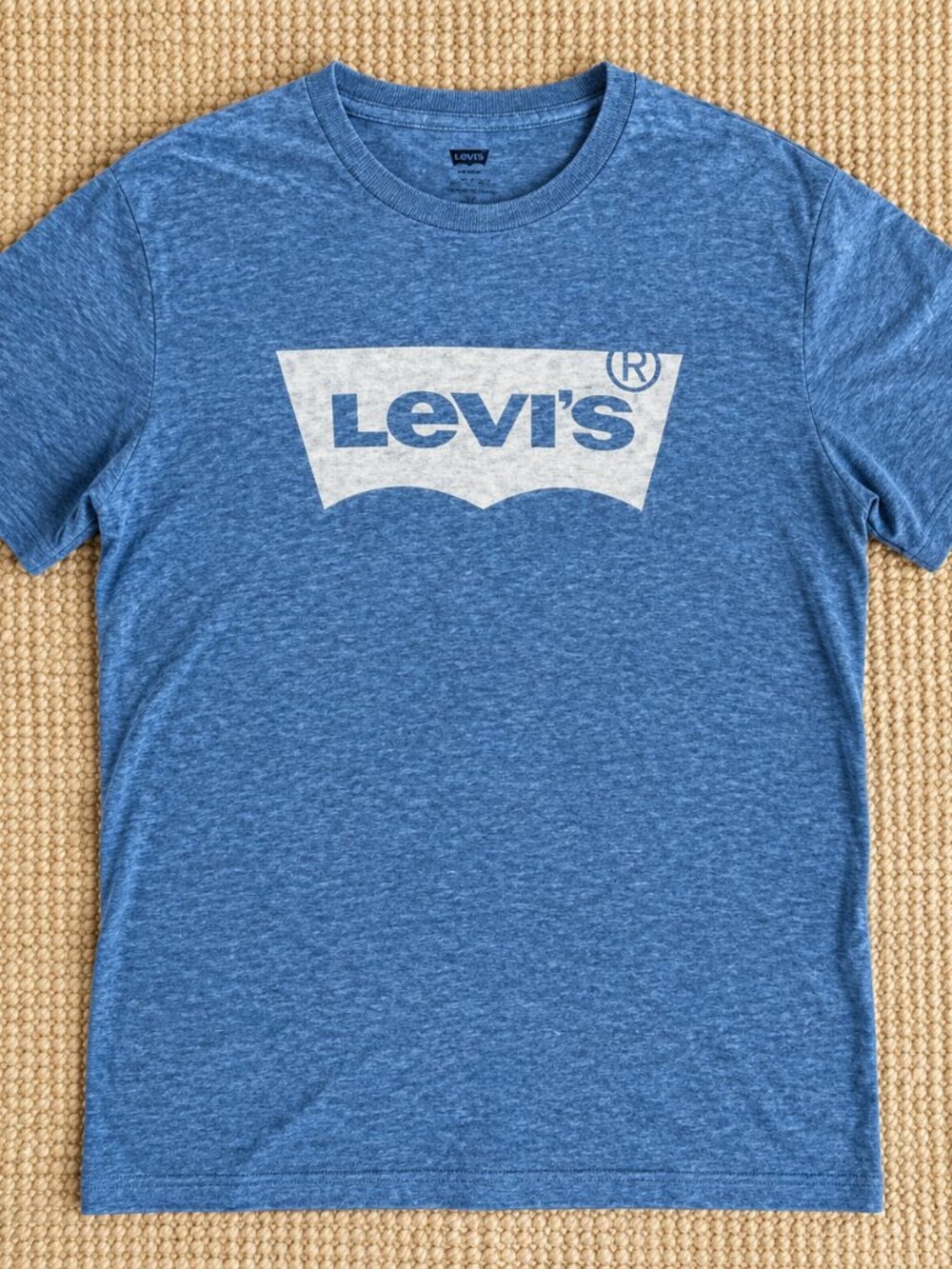 Levi’s Batwing Logo Graphic Tee Men’s Small Heather Blue Red Tab
